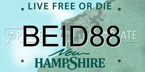 BEID88 New Hampshire License Plate