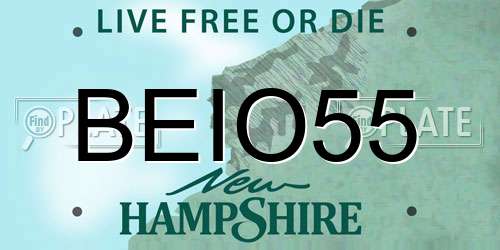 BEIO55 New Hampshire License Plate