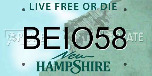 BEIO58 New Hampshire License Plate