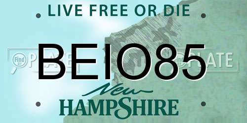 BEIO85 New Hampshire License Plate