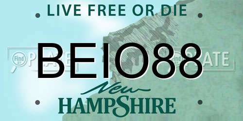 BEIO88 New Hampshire License Plate