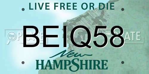 BEIQ58 New Hampshire License Plate