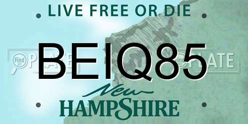 BEIQ85 New Hampshire License Plate
