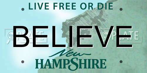 BELIEVE New Hampshire License Plate