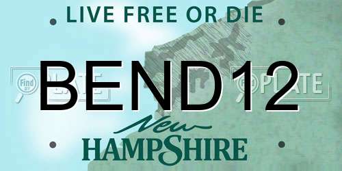 BEND12 New Hampshire License Plate