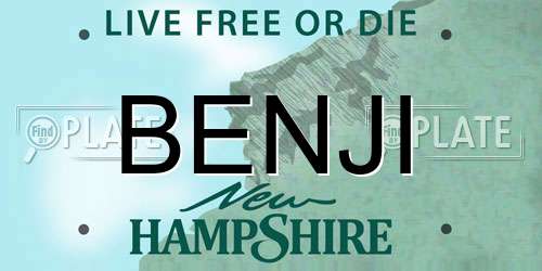BENJI New Hampshire License Plate