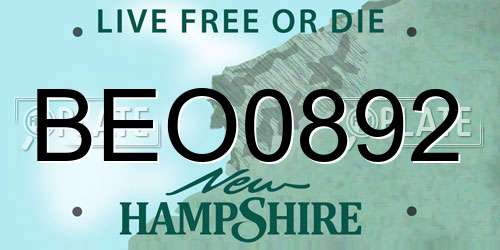 BEO0892 New Hampshire License Plate