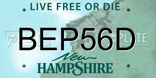 BEP56D New Hampshire License Plate