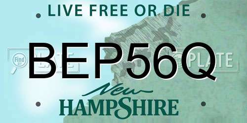 BEP56Q New Hampshire License Plate