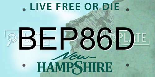 BEP86D New Hampshire License Plate