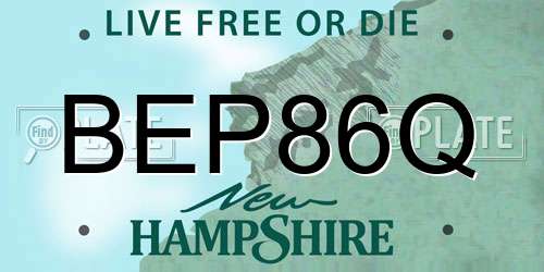 BEP86Q New Hampshire License Plate