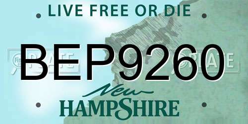 BEP9260 New Hampshire License Plate
