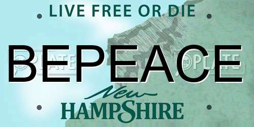 BEPEACE New Hampshire License Plate