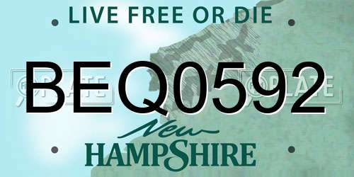 BEQ0592 New Hampshire License Plate