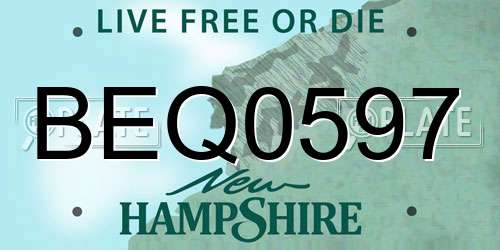 BEQ0597 New Hampshire License Plate