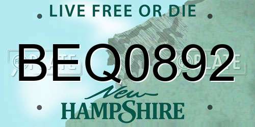 BEQ0892 New Hampshire License Plate
