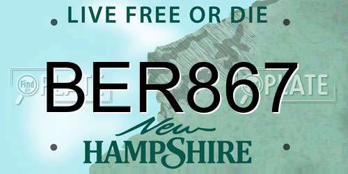 BER867 New Hampshire License Plate