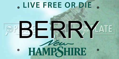 BERRY New Hampshire License Plate