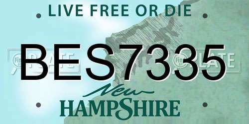 BES7335 New Hampshire License Plate