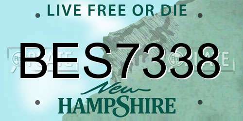 BES7338 New Hampshire License Plate