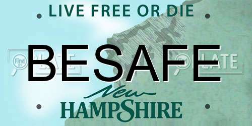 BESAFE New Hampshire License Plate
