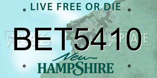 BET5410 New Hampshire License Plate