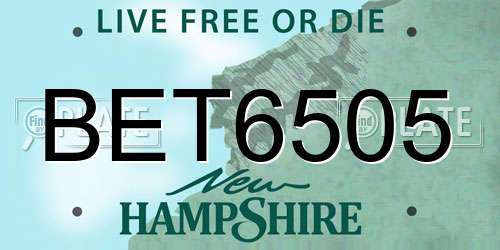 BET6505 New Hampshire License Plate
