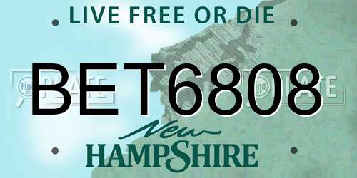 BET6808 New Hampshire License Plate