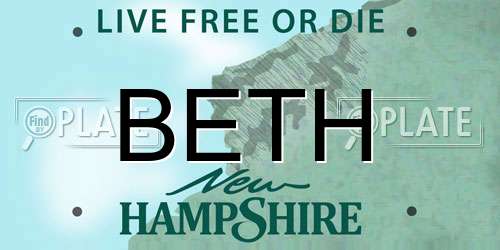 BETH New Hampshire License Plate
