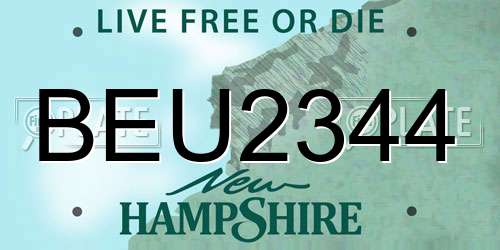 BEU2344 New Hampshire License Plate