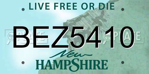 BEZ5410 New Hampshire License Plate