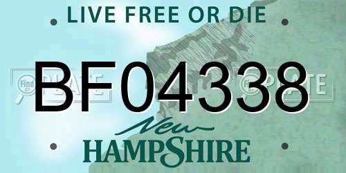 BF04338 New Hampshire License Plate