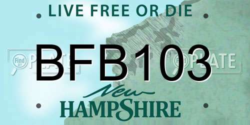 BFB103 New Hampshire License Plate