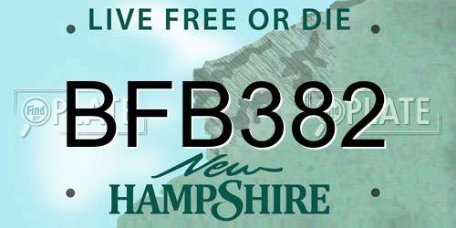 BFB382 New Hampshire License Plate