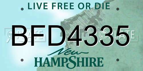 BFD4335 New Hampshire License Plate