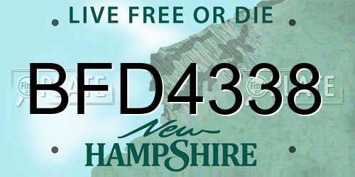 BFD4338 New Hampshire License Plate