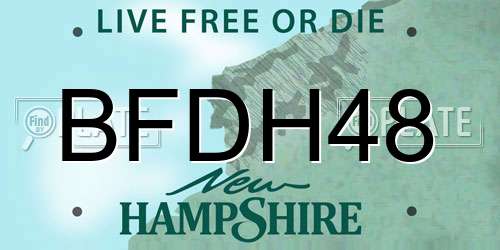 BFDH48 New Hampshire License Plate