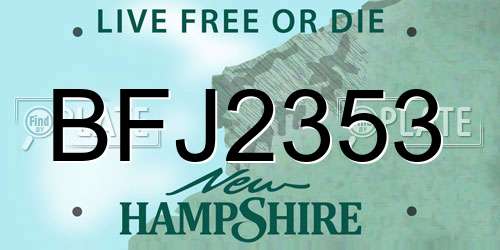 BFJ2353 New Hampshire License Plate