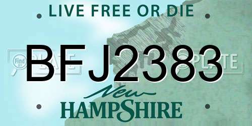 BFJ2383 New Hampshire License Plate
