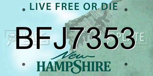 BFJ7353 New Hampshire License Plate
