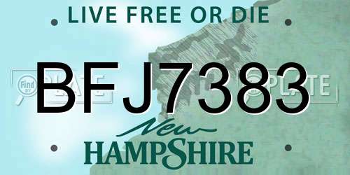 BFJ7383 New Hampshire License Plate