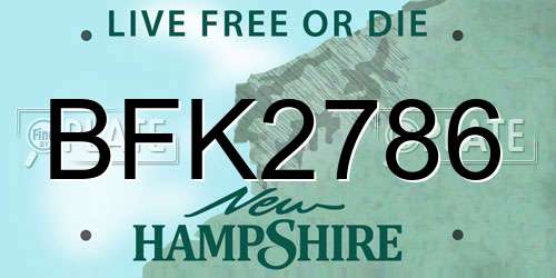 BFK2786 New Hampshire License Plate