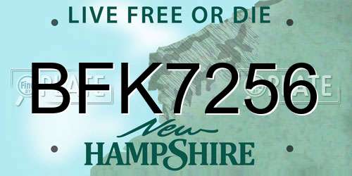 BFK7256 New Hampshire License Plate