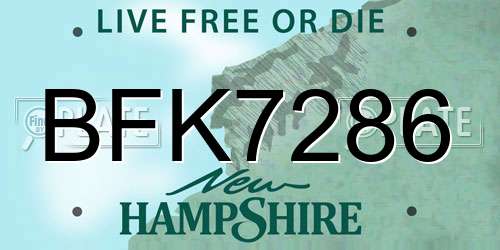 BFK7286 New Hampshire License Plate