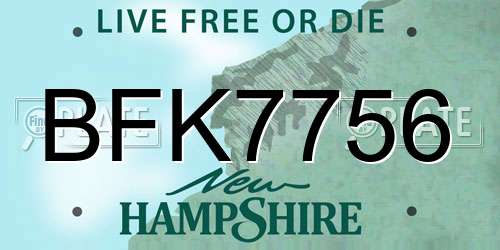 BFK7756 New Hampshire License Plate