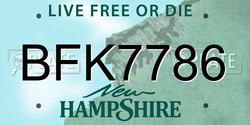 BFK7786 New Hampshire License Plate