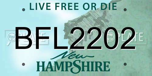BFL2202 New Hampshire License Plate