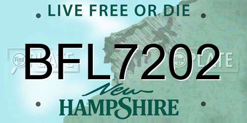BFL7202 New Hampshire License Plate