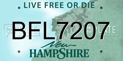 BFL7207 New Hampshire License Plate