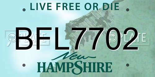 BFL7702 New Hampshire License Plate